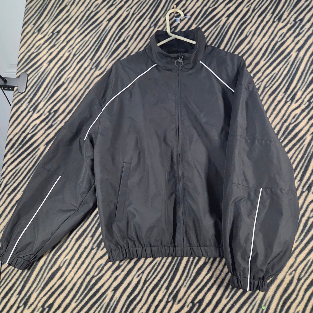 Zara Mens Water-Repellent Contrast Technical Track Jacket Windbreaker Black M